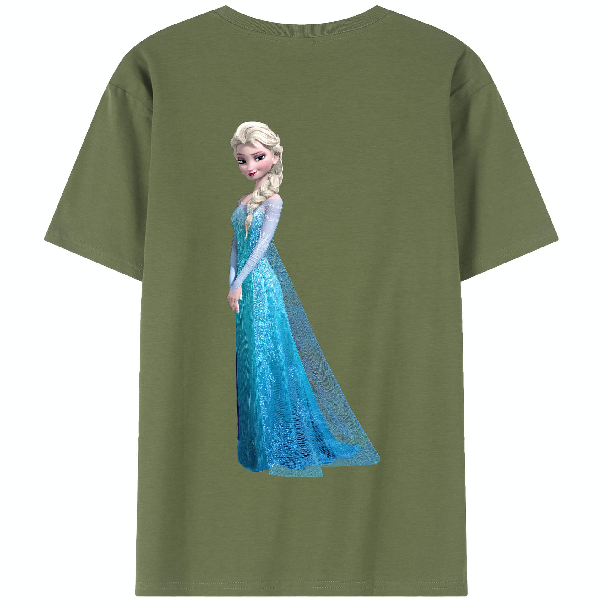 （画像用） アナと雪の女王 アンナ エルサ Frozen Anna Elsa 綿100％半袖Tシャツ（背面プリント）